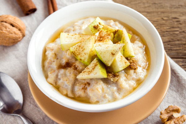 Warm Apple Cinnamon Oatmeal with Hemp Seed Oil