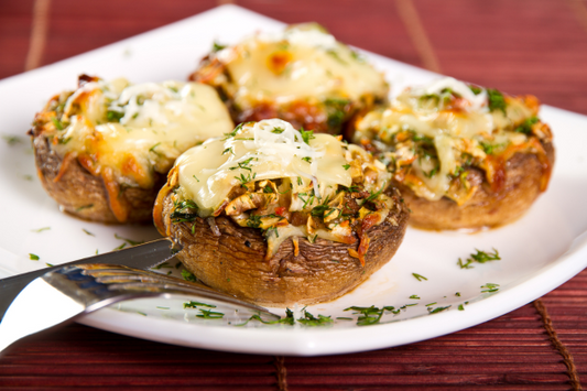 Savory Hemp & Turmeric Ricotta-Stuffed Mushrooms