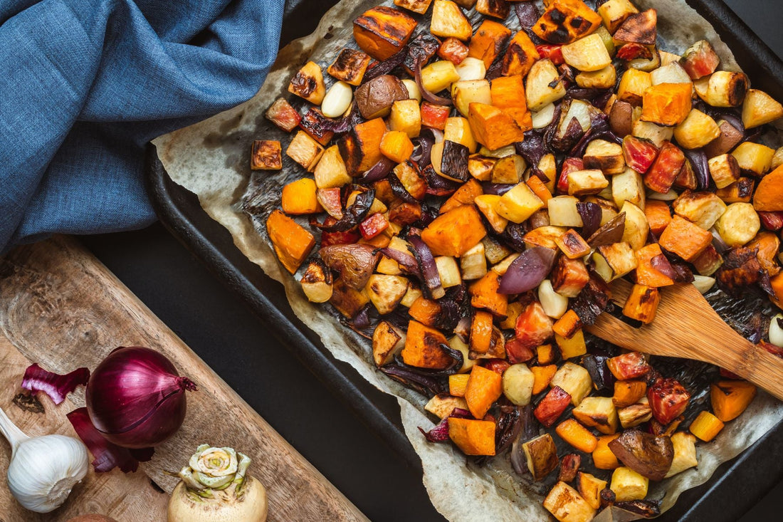 Roasted Veggies with Turmeric & Hemp Drizzle